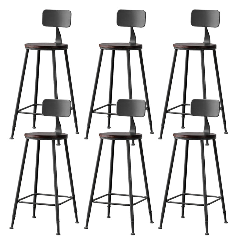 Modern Armless Backrest Counter Stool Iron Bar Stool with Pedal for Milk Tea Shop Black 6 Piece Set Clearhalo 'Bar Furniture' 'Bar Stools' 'bar_stools' 'furn' 'furn_bar_stools' 'Furniture' 'Kitchen & Dining Furniture' 6557262