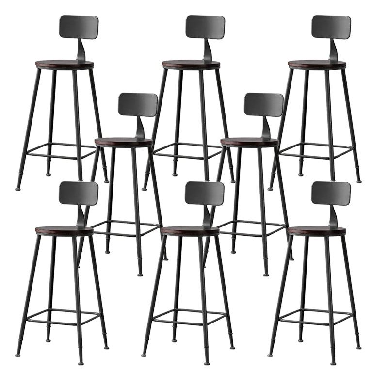 Modern Armless Backrest Counter Stool Iron Bar Stool with Pedal for Milk Tea Shop Black 8 Piece Set Clearhalo 'Bar Furniture' 'Bar Stools' 'bar_stools' 'furn' 'furn_bar_stools' 'Furniture' 'Kitchen & Dining Furniture' 6557263