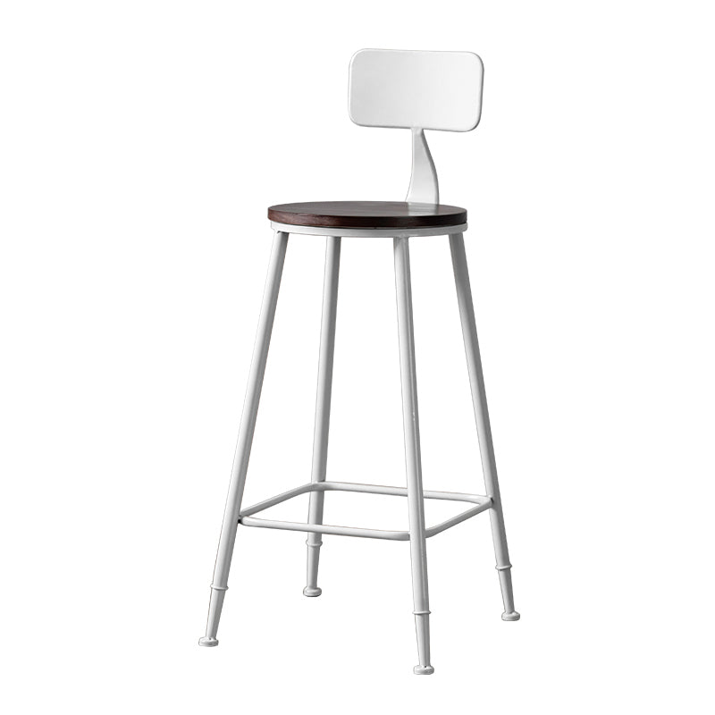 Modern Armless Backrest Counter Stool Iron Bar Stool with Pedal for Milk Tea Shop White 1 Piece Clearhalo 'Bar Furniture' 'Bar Stools' 'bar_stools' 'furn' 'furn_bar_stools' 'Furniture' 'Kitchen & Dining Furniture' 6557265