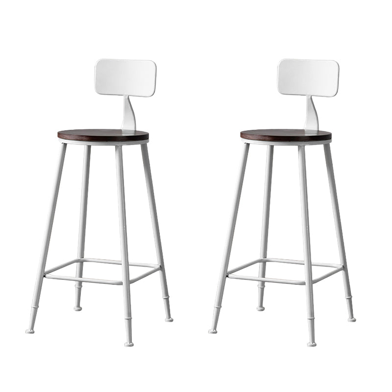 Modern Armless Backrest Counter Stool Iron Bar Stool with Pedal for Milk Tea Shop White 2 Piece Set Clearhalo 'Bar Furniture' 'Bar Stools' 'bar_stools' 'furn' 'furn_bar_stools' 'Furniture' 'Kitchen & Dining Furniture' 6557266