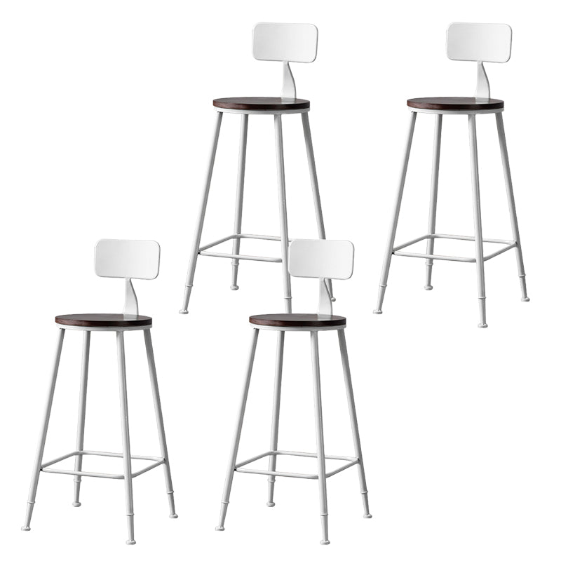 Modern Armless Backrest Counter Stool Iron Bar Stool with Pedal for Milk Tea Shop White 4 Piece Set Clearhalo 'Bar Furniture' 'Bar Stools' 'bar_stools' 'furn' 'furn_bar_stools' 'Furniture' 'Kitchen & Dining Furniture' 6557267