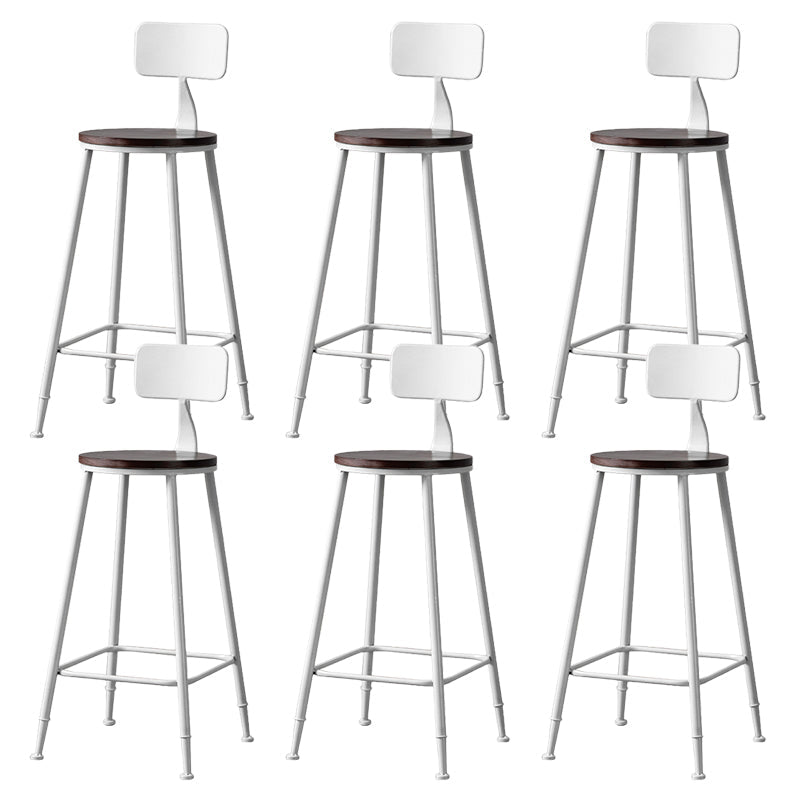 Modern Armless Backrest Counter Stool Iron Bar Stool with Pedal for Milk Tea Shop White 6 Piece Set Clearhalo 'Bar Furniture' 'Bar Stools' 'bar_stools' 'furn' 'furn_bar_stools' 'Furniture' 'Kitchen & Dining Furniture' 6557268
