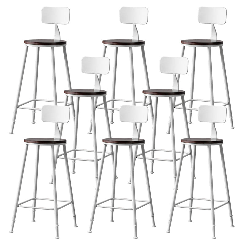 Modern Armless Backrest Counter Stool Iron Bar Stool with Pedal for Milk Tea Shop White 8 Piece Set Clearhalo 'Bar Furniture' 'Bar Stools' 'bar_stools' 'furn' 'furn_bar_stools' 'Furniture' 'Kitchen & Dining Furniture' 6557269