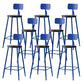 Modern Armless Backrest Counter Stool Iron Bar Stool with Pedal for Milk Tea Shop Blue 8 Piece Set Clearhalo 'Bar Furniture' 'Bar Stools' 'bar_stools' 'furn' 'furn_bar_stools' 'Furniture' 'Kitchen & Dining Furniture' 6557274