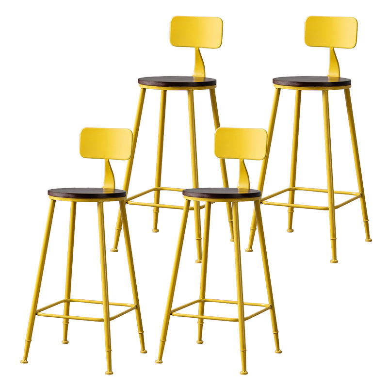 Modern Armless Backrest Counter Stool Iron Bar Stool with Pedal for Milk Tea Shop Yellow 4 Piece Set Clearhalo 'Bar Furniture' 'Bar Stools' 'bar_stools' 'furn' 'furn_bar_stools' 'Furniture' 'Kitchen & Dining Furniture' 6557277
