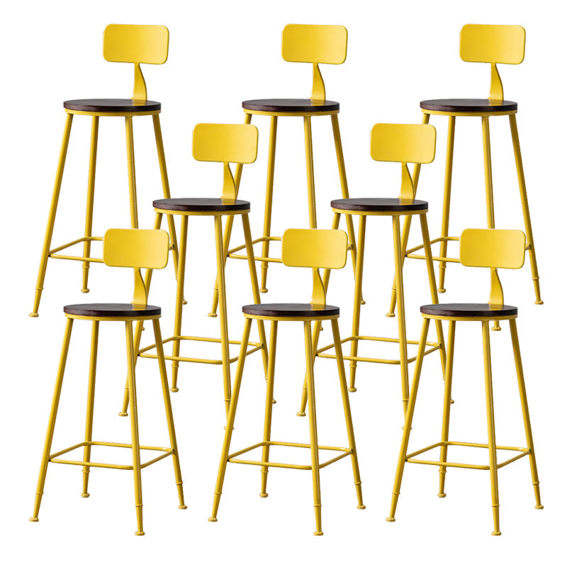 Modern Armless Backrest Counter Stool Iron Bar Stool with Pedal for Milk Tea Shop Yellow 8 Piece Set Clearhalo 'Bar Furniture' 'Bar Stools' 'bar_stools' 'furn' 'furn_bar_stools' 'Furniture' 'Kitchen & Dining Furniture' 6557279