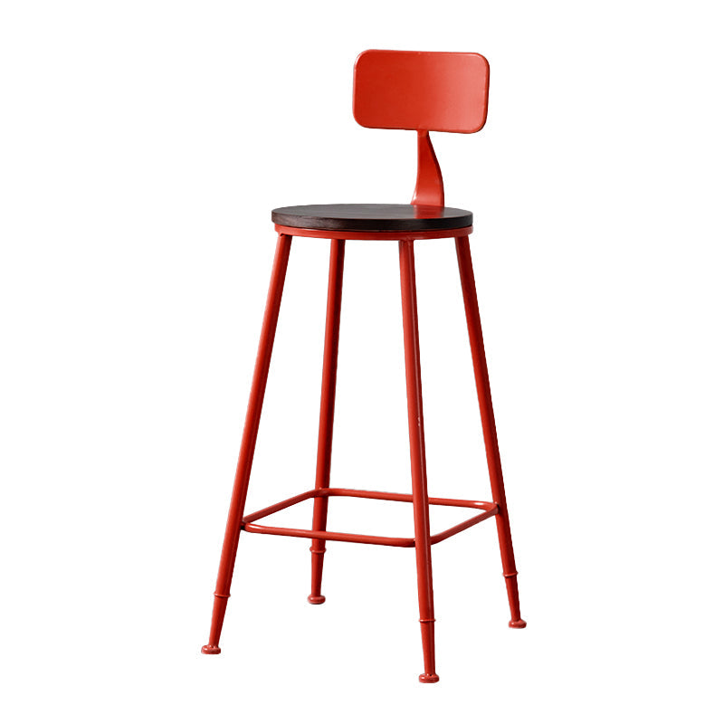Modern Armless Backrest Counter Stool Iron Bar Stool with Pedal for Milk Tea Shop Red 1 Piece Clearhalo 'Bar Furniture' 'Bar Stools' 'bar_stools' 'furn' 'furn_bar_stools' 'Furniture' 'Kitchen & Dining Furniture' 6557280