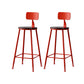 Modern Armless Backrest Counter Stool Iron Bar Stool with Pedal for Milk Tea Shop Red 2 Piece Set Clearhalo 'Bar Furniture' 'Bar Stools' 'bar_stools' 'furn' 'furn_bar_stools' 'Furniture' 'Kitchen & Dining Furniture' 6557281