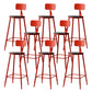 Modern Armless Backrest Counter Stool Iron Bar Stool with Pedal for Milk Tea Shop Red 8 Piece Set Clearhalo 'Bar Furniture' 'Bar Stools' 'bar_stools' 'furn' 'furn_bar_stools' 'Furniture' 'Kitchen & Dining Furniture' 6557284