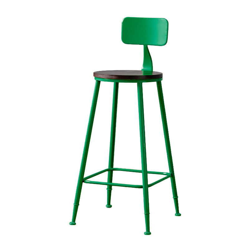 Modern Armless Backrest Counter Stool Iron Bar Stool with Pedal for Milk Tea Shop Green 1 Piece Clearhalo 'Bar Furniture' 'Bar Stools' 'bar_stools' 'furn' 'furn_bar_stools' 'Furniture' 'Kitchen & Dining Furniture' 6557285