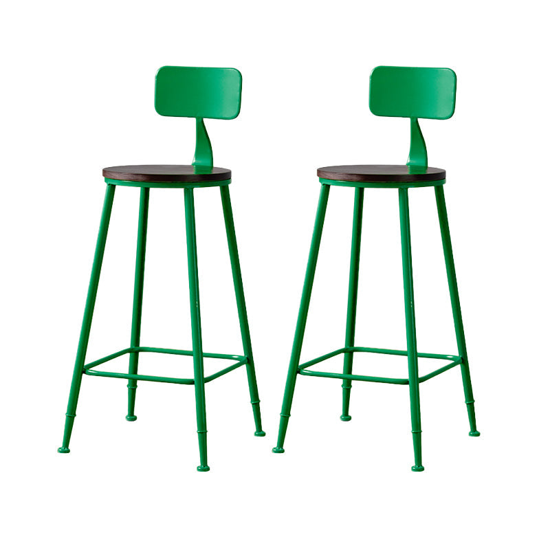 Modern Armless Backrest Counter Stool Iron Bar Stool with Pedal for Milk Tea Shop Green 2 Piece Set Clearhalo 'Bar Furniture' 'Bar Stools' 'bar_stools' 'furn' 'furn_bar_stools' 'Furniture' 'Kitchen & Dining Furniture' 6557286