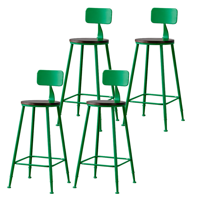 Modern Armless Backrest Counter Stool Iron Bar Stool with Pedal for Milk Tea Shop Green 4 Piece Set Clearhalo 'Bar Furniture' 'Bar Stools' 'bar_stools' 'furn' 'furn_bar_stools' 'Furniture' 'Kitchen & Dining Furniture' 6557287