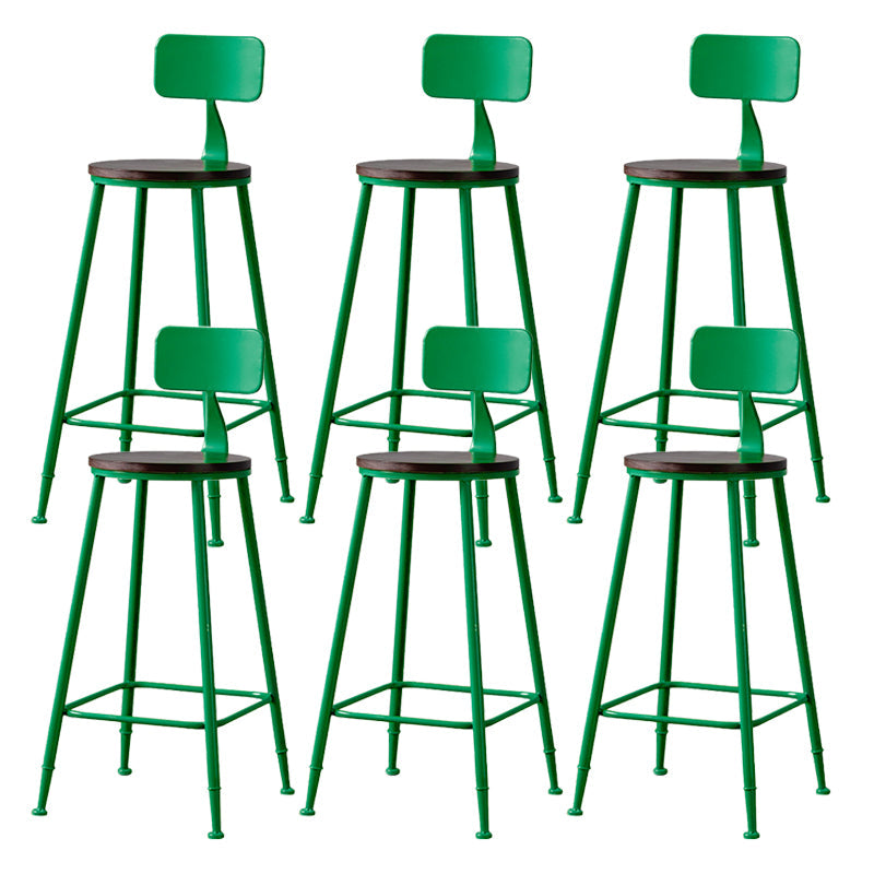Modern Armless Backrest Counter Stool Iron Bar Stool with Pedal for Milk Tea Shop Green 6 Piece Set Clearhalo 'Bar Furniture' 'Bar Stools' 'bar_stools' 'furn' 'furn_bar_stools' 'Furniture' 'Kitchen & Dining Furniture' 6557288