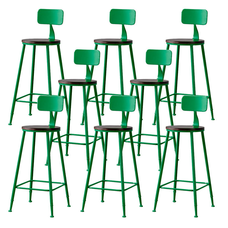 Modern Armless Backrest Counter Stool Iron Bar Stool with Pedal for Milk Tea Shop Green 8 Piece Set Clearhalo 'Bar Furniture' 'Bar Stools' 'bar_stools' 'furn' 'furn_bar_stools' 'Furniture' 'Kitchen & Dining Furniture' 6557289