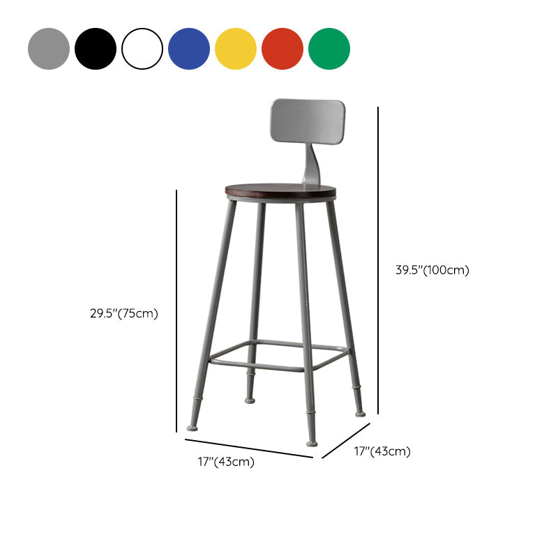 Modern Armless Backrest Counter Stool Iron Bar Stool with Pedal for Milk Tea Shop Clearhalo 'Bar Furniture' 'Bar Stools' 'bar_stools' 'furn' 'furn_bar_stools' 'Furniture' 'Kitchen & Dining Furniture' 6557290