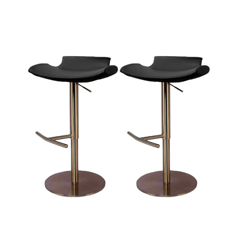 Contemporary Backless Dining Stool Adjustable Height Bar Stool with Footrest Rose Gold Black 2 Piece Set Clearhalo 'Bar Furniture' 'Bar Stools' 'bar_stools' 'furn' 'furn_bar_stools' 'Furniture' 'Kitchen & Dining Furniture' 6557292