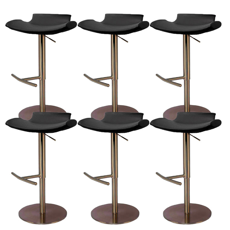 Contemporary Backless Dining Stool Adjustable Height Bar Stool with Footrest Rose Gold Black 6 Piece Set Clearhalo 'Bar Furniture' 'Bar Stools' 'bar_stools' 'furn' 'furn_bar_stools' 'Furniture' 'Kitchen & Dining Furniture' 6557295