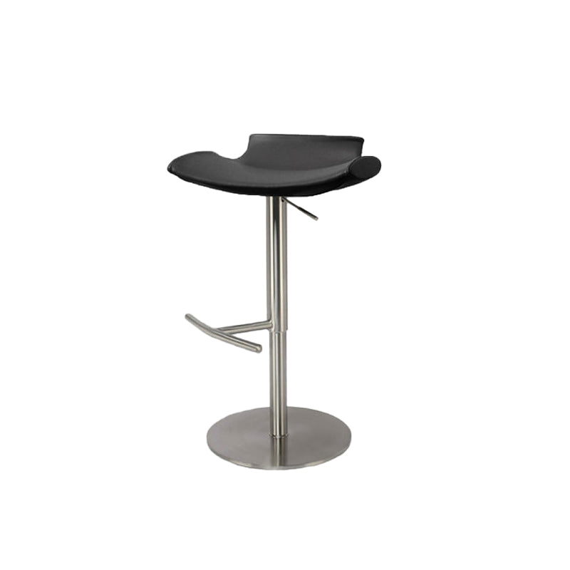 Contemporary Backless Dining Stool Adjustable Height Bar Stool with Footrest Silver Black 1 Piece Clearhalo 'Bar Furniture' 'Bar Stools' 'bar_stools' 'furn' 'furn_bar_stools' 'Furniture' 'Kitchen & Dining Furniture' 6557299