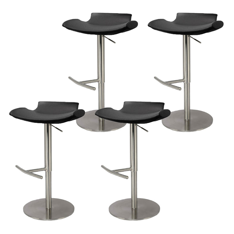 Contemporary Backless Dining Stool Adjustable Height Bar Stool with Footrest Silver Black 4 Piece Set Clearhalo 'Bar Furniture' 'Bar Stools' 'bar_stools' 'furn' 'furn_bar_stools' 'Furniture' 'Kitchen & Dining Furniture' 6557304