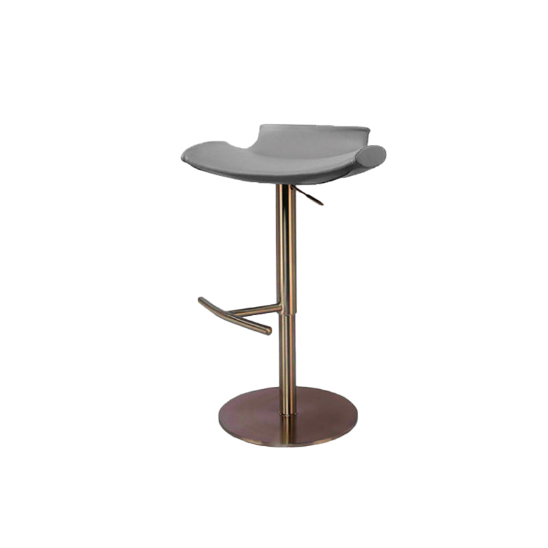 Contemporary Backless Dining Stool Adjustable Height Bar Stool with Footrest Rose Gold Gray 1 Piece Clearhalo 'Bar Furniture' 'Bar Stools' 'bar_stools' 'furn' 'furn_bar_stools' 'Furniture' 'Kitchen & Dining Furniture' 6557308