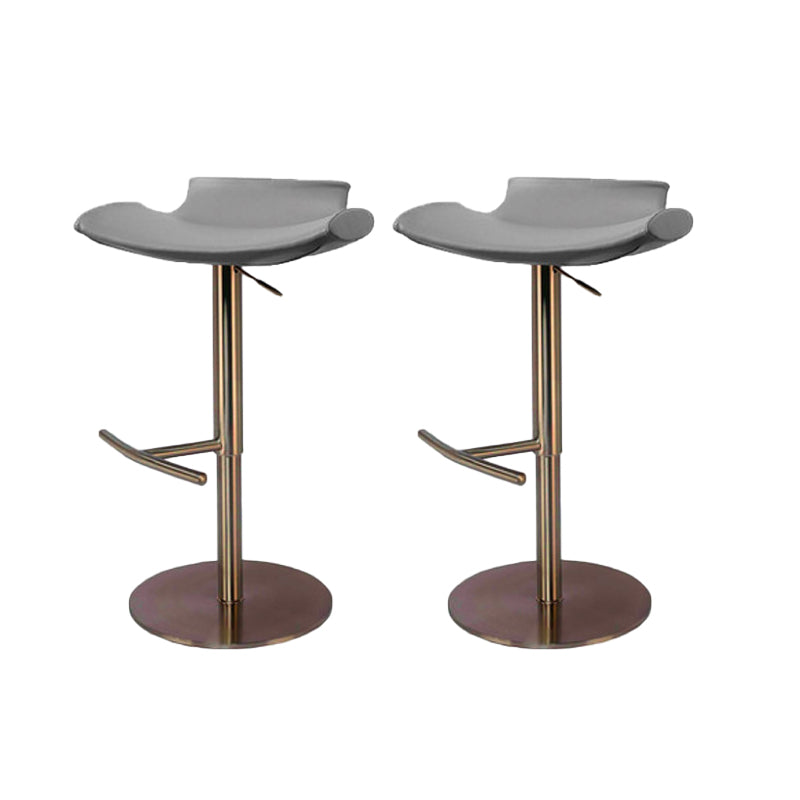 Contemporary Backless Dining Stool Adjustable Height Bar Stool with Footrest Rose Gold Gray 2 Piece Set Clearhalo 'Bar Furniture' 'Bar Stools' 'bar_stools' 'furn' 'furn_bar_stools' 'Furniture' 'Kitchen & Dining Furniture' 6557309