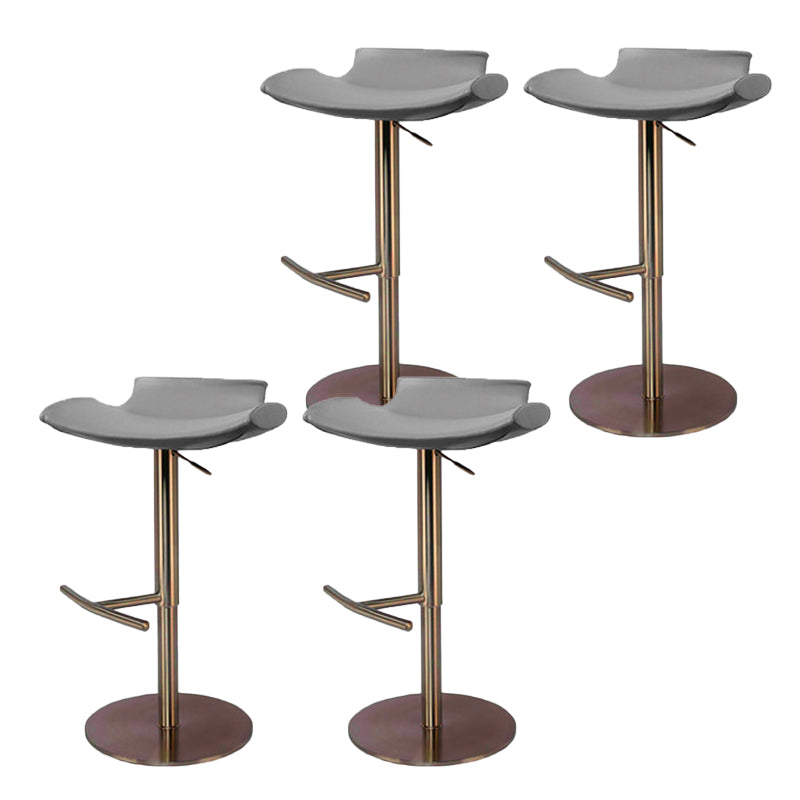 Contemporary Backless Dining Stool Adjustable Height Bar Stool with Footrest Rose Gold Gray 4 Piece Set Clearhalo 'Bar Furniture' 'Bar Stools' 'bar_stools' 'furn' 'furn_bar_stools' 'Furniture' 'Kitchen & Dining Furniture' 6557310