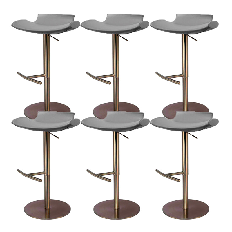 Contemporary Backless Dining Stool Adjustable Height Bar Stool with Footrest Rose Gold Gray 6 Piece Set Clearhalo 'Bar Furniture' 'Bar Stools' 'bar_stools' 'furn' 'furn_bar_stools' 'Furniture' 'Kitchen & Dining Furniture' 6557311