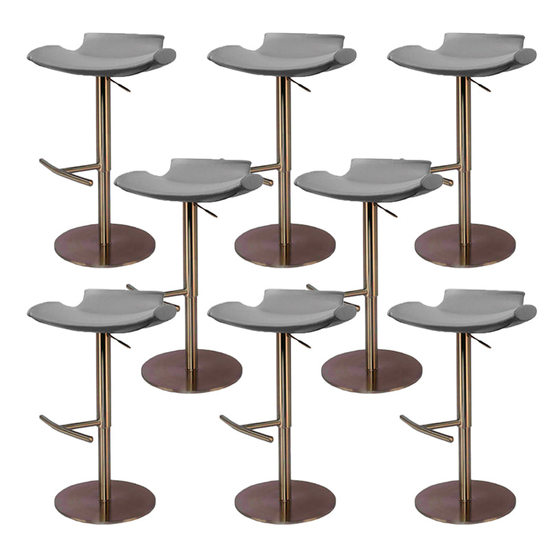 Contemporary Backless Dining Stool Adjustable Height Bar Stool with Footrest Rose Gold Gray 8 Piece Set Clearhalo 'Bar Furniture' 'Bar Stools' 'bar_stools' 'furn' 'furn_bar_stools' 'Furniture' 'Kitchen & Dining Furniture' 6557312