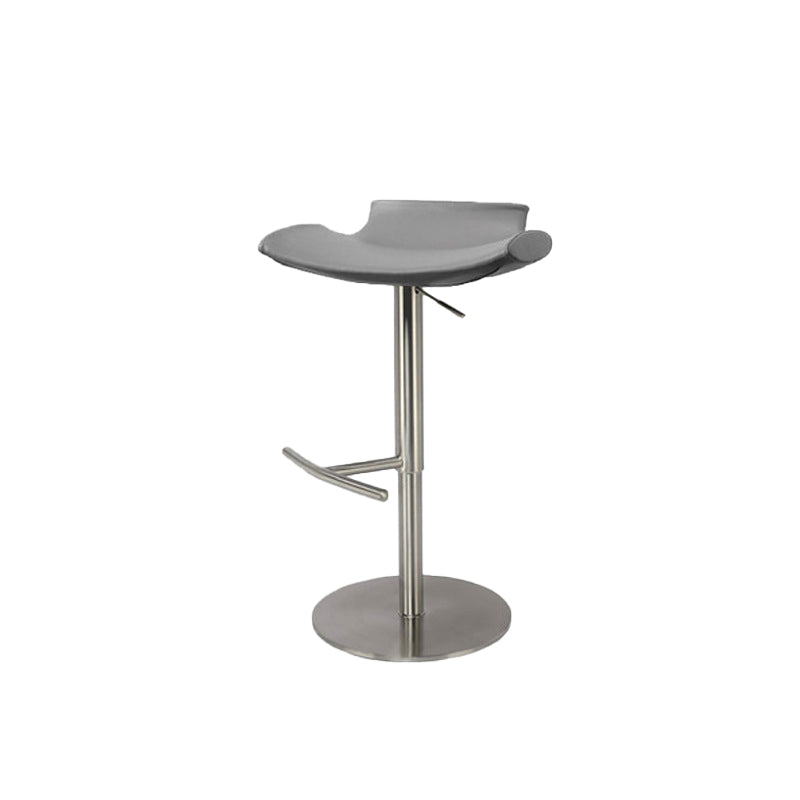 Contemporary Backless Dining Stool Adjustable Height Bar Stool with Footrest Silver Gray 1 Piece Clearhalo 'Bar Furniture' 'Bar Stools' 'bar_stools' 'furn' 'furn_bar_stools' 'Furniture' 'Kitchen & Dining Furniture' 6557313