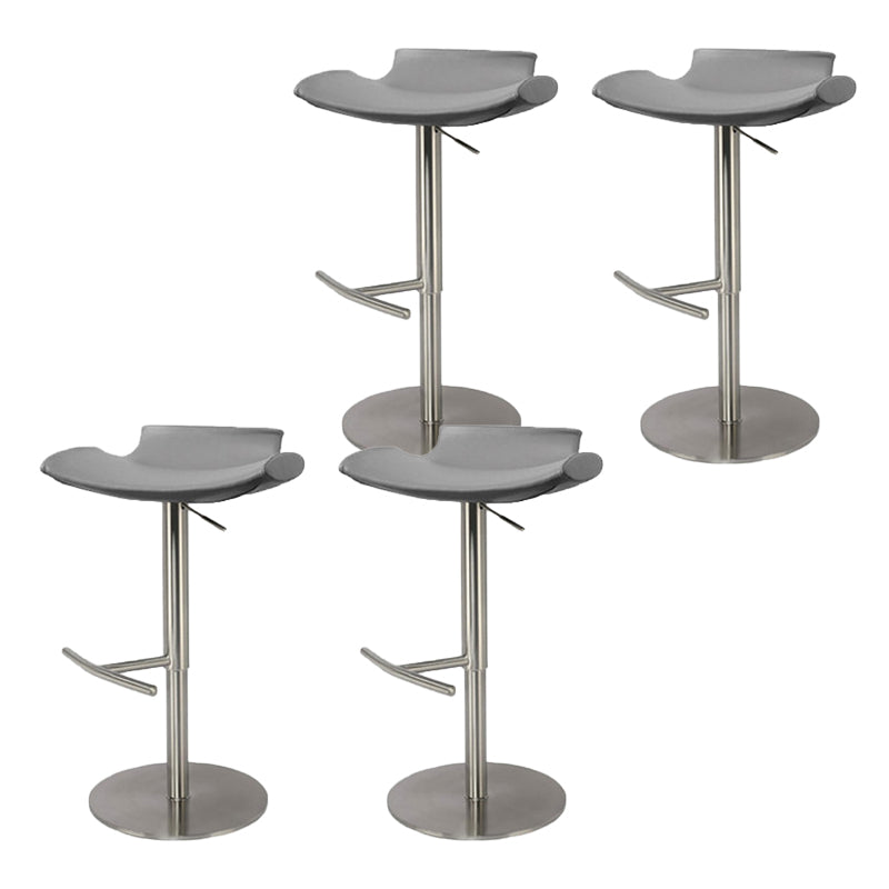 Contemporary Backless Dining Stool Adjustable Height Bar Stool with Footrest Silver Gray 4 Piece Set Clearhalo 'Bar Furniture' 'Bar Stools' 'bar_stools' 'furn' 'furn_bar_stools' 'Furniture' 'Kitchen & Dining Furniture' 6557315