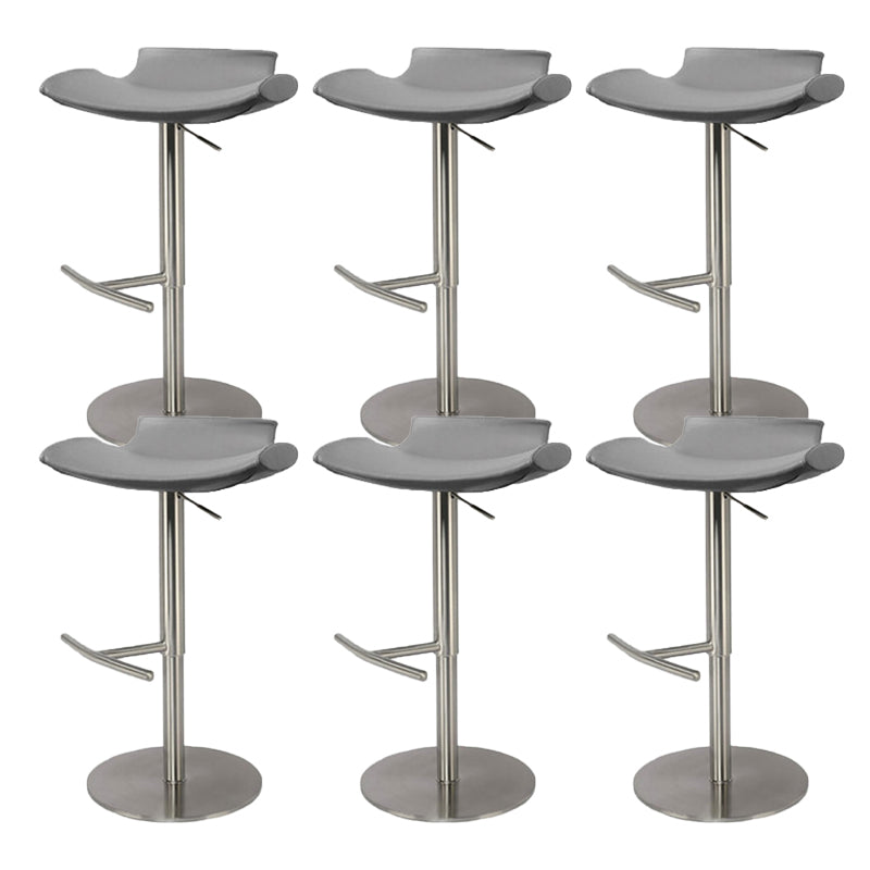 Contemporary Backless Dining Stool Adjustable Height Bar Stool with Footrest Silver Gray 6 Piece Set Clearhalo 'Bar Furniture' 'Bar Stools' 'bar_stools' 'furn' 'furn_bar_stools' 'Furniture' 'Kitchen & Dining Furniture' 6557316