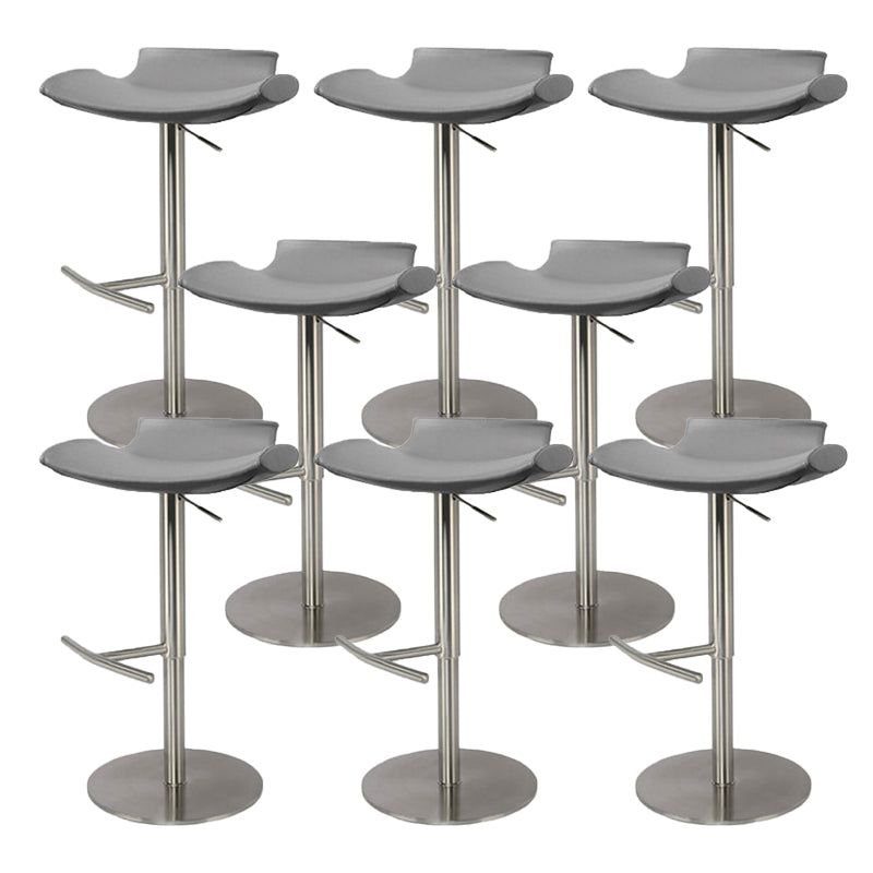 Contemporary Backless Dining Stool Adjustable Height Bar Stool with Footrest Silver Gray 8 Piece Set Clearhalo 'Bar Furniture' 'Bar Stools' 'bar_stools' 'furn' 'furn_bar_stools' 'Furniture' 'Kitchen & Dining Furniture' 6557317