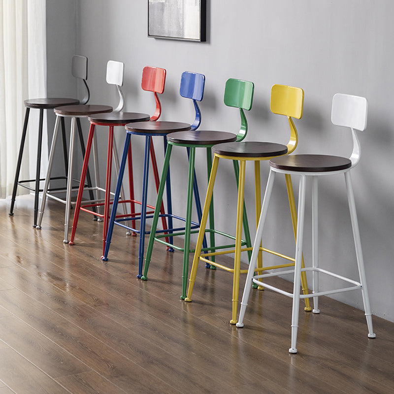 Modern Armless Backrest Counter Stool Iron Bar Stool with Seat and Pedal for Cafe Clearhalo 'Bar Furniture' 'Bar Stools' 'bar_stools' 'furn' 'furn_bar_stools' 'Furniture' 'Kitchen & Dining Furniture' 6557319