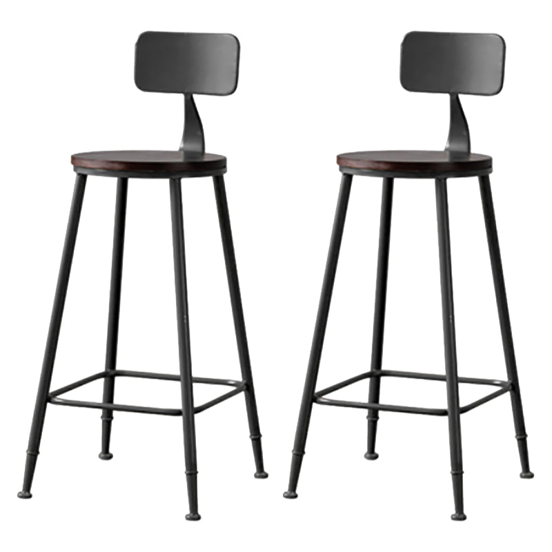 Modern Armless Backrest Counter Stool Iron Bar Stool with Seat and Pedal for Cafe Black 2 Piece Set Clearhalo 'Bar Furniture' 'Bar Stools' 'bar_stools' 'furn' 'furn_bar_stools' 'Furniture' 'Kitchen & Dining Furniture' 6557320