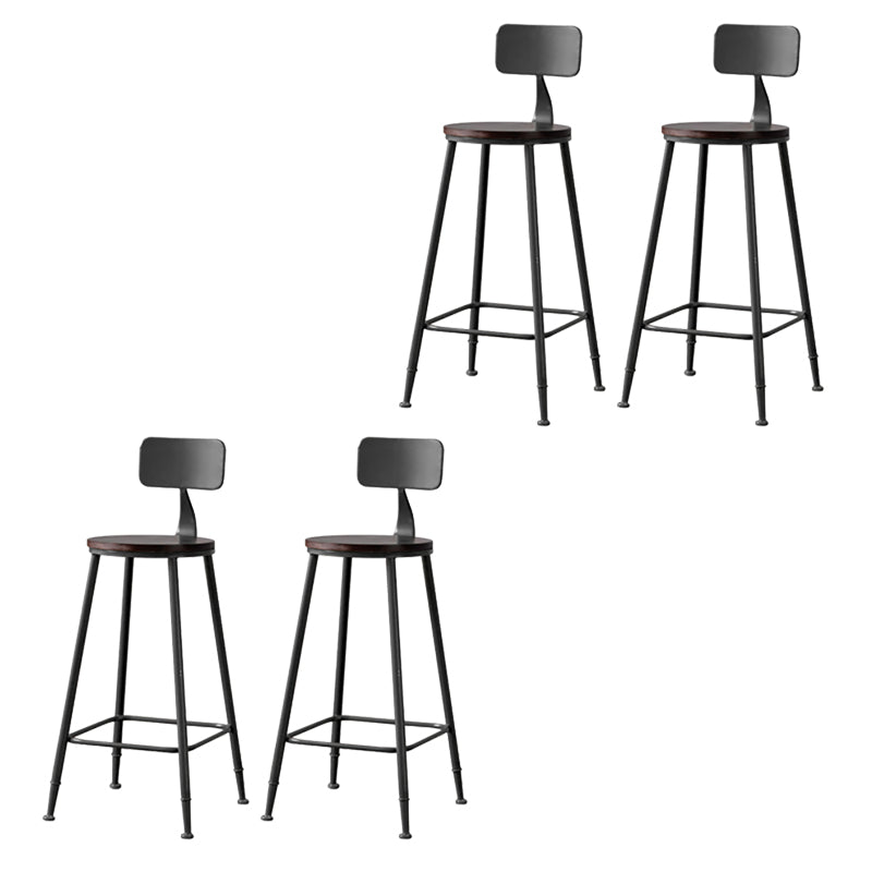 Modern Armless Backrest Counter Stool Iron Bar Stool with Seat and Pedal for Cafe Black 4 Piece Set Clearhalo 'Bar Furniture' 'Bar Stools' 'bar_stools' 'furn' 'furn_bar_stools' 'Furniture' 'Kitchen & Dining Furniture' 6557322