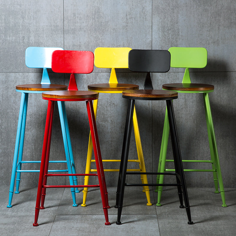 Modern Armless Backrest Counter Stool Iron Bar Stool with Seat and Pedal for Cafe Clearhalo 'Bar Furniture' 'Bar Stools' 'bar_stools' 'furn' 'furn_bar_stools' 'Furniture' 'Kitchen & Dining Furniture' 6557323