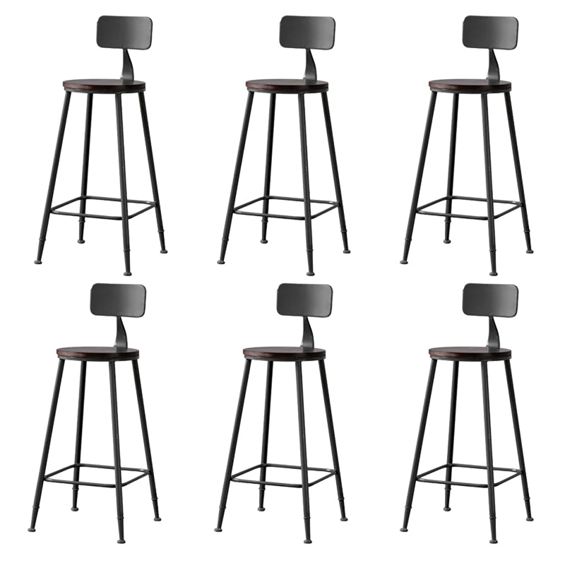 Modern Armless Backrest Counter Stool Iron Bar Stool with Seat and Pedal for Cafe Black 6 Piece Set Clearhalo 'Bar Furniture' 'Bar Stools' 'bar_stools' 'furn' 'furn_bar_stools' 'Furniture' 'Kitchen & Dining Furniture' 6557325