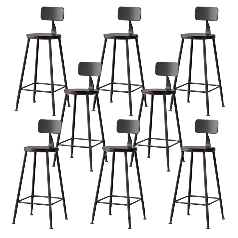 Modern Armless Backrest Counter Stool Iron Bar Stool with Seat and Pedal for Cafe Black 8 Piece Set Clearhalo 'Bar Furniture' 'Bar Stools' 'bar_stools' 'furn' 'furn_bar_stools' 'Furniture' 'Kitchen & Dining Furniture' 6557327