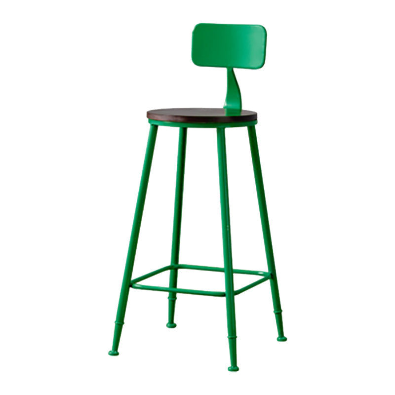 Modern Armless Backrest Counter Stool Iron Bar Stool with Seat and Pedal for Cafe Green 1 Piece Clearhalo 'Bar Furniture' 'Bar Stools' 'bar_stools' 'furn' 'furn_bar_stools' 'Furniture' 'Kitchen & Dining Furniture' 6557328