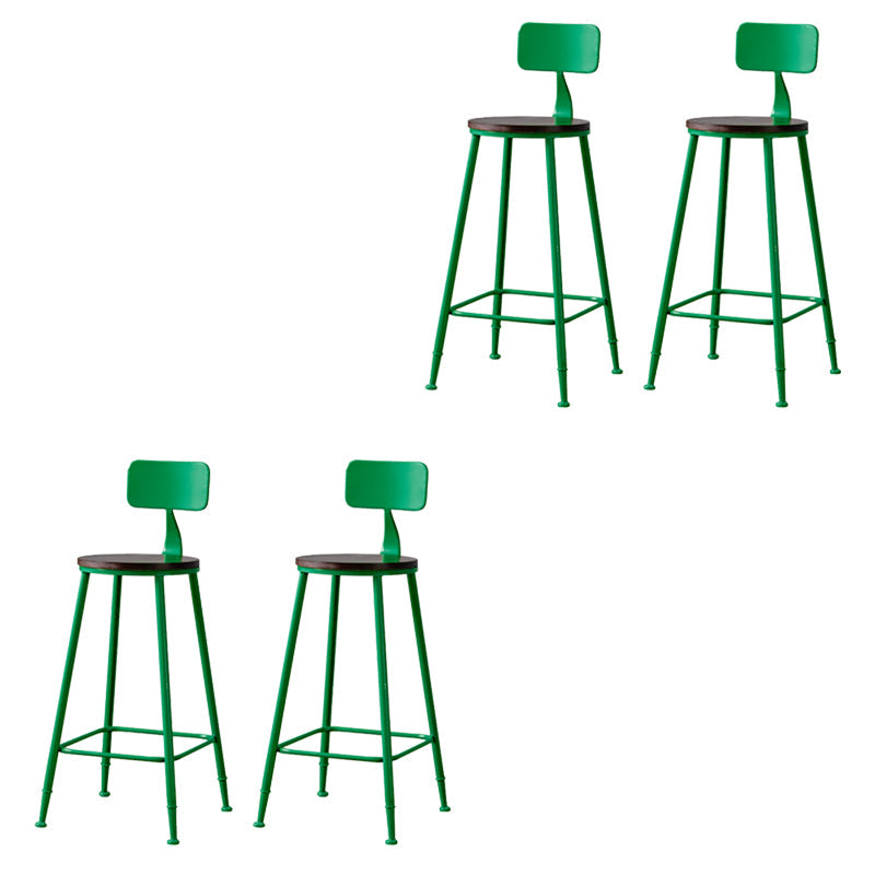 Modern Armless Backrest Counter Stool Iron Bar Stool with Seat and Pedal for Cafe Green 4 Piece Set Clearhalo 'Bar Furniture' 'Bar Stools' 'bar_stools' 'furn' 'furn_bar_stools' 'Furniture' 'Kitchen & Dining Furniture' 6557332