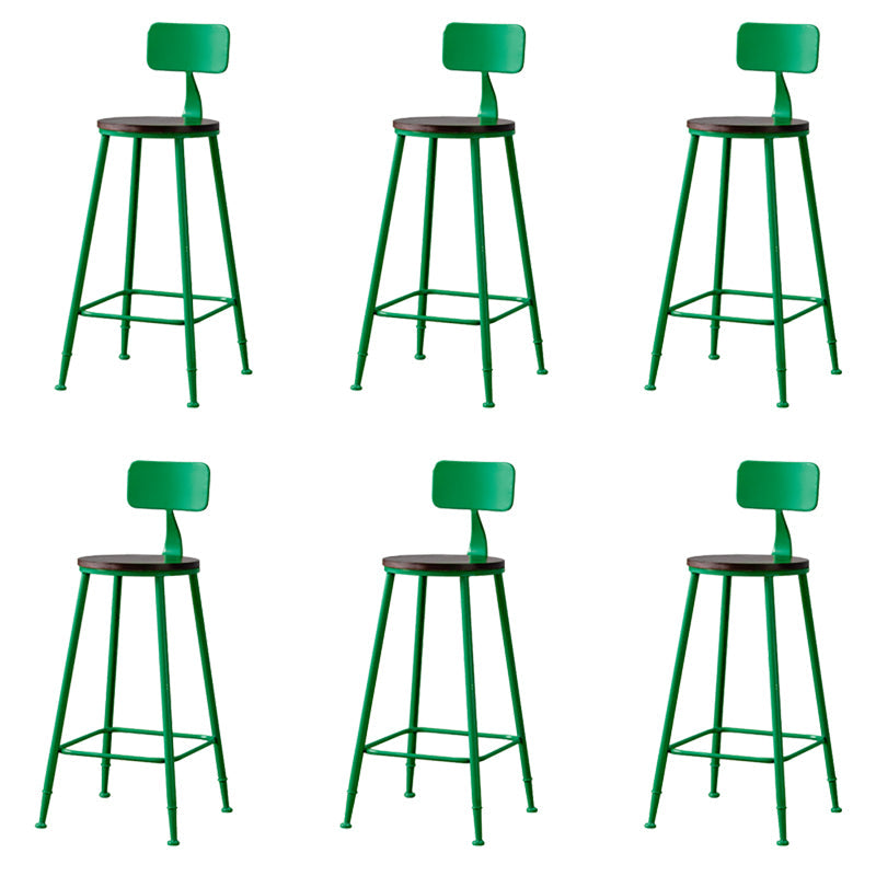 Modern Armless Backrest Counter Stool Iron Bar Stool with Seat and Pedal for Cafe Green 6 Piece Set Clearhalo 'Bar Furniture' 'Bar Stools' 'bar_stools' 'furn' 'furn_bar_stools' 'Furniture' 'Kitchen & Dining Furniture' 6557335