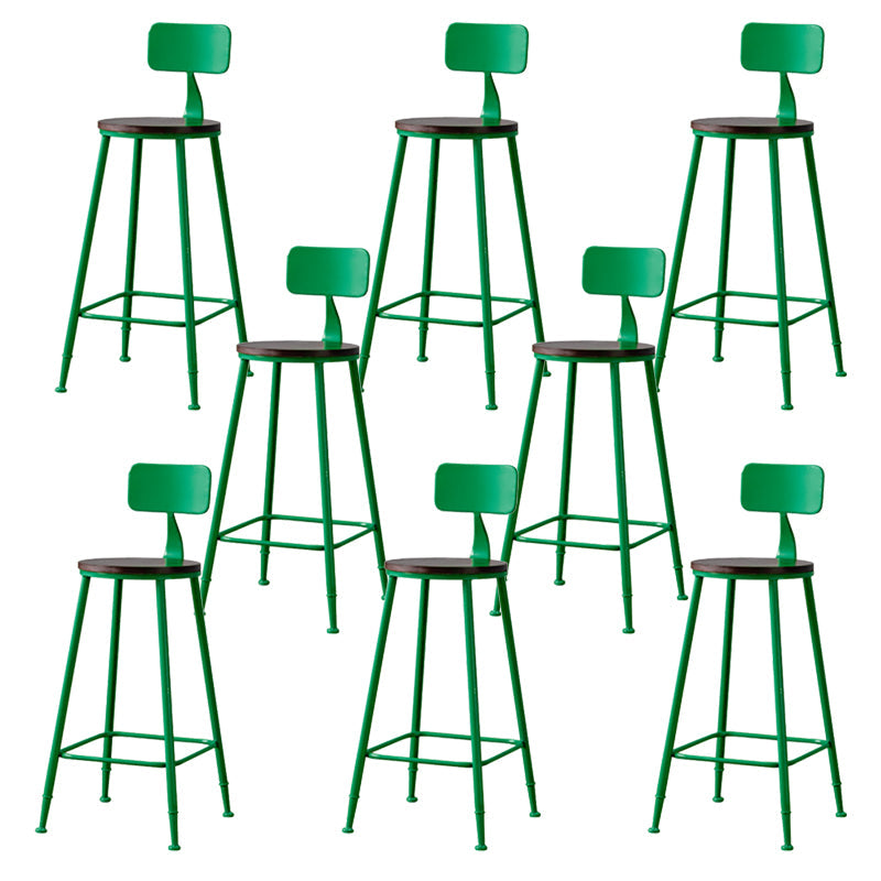 Modern Armless Backrest Counter Stool Iron Bar Stool with Seat and Pedal for Cafe Green 8 Piece Set Clearhalo 'Bar Furniture' 'Bar Stools' 'bar_stools' 'furn' 'furn_bar_stools' 'Furniture' 'Kitchen & Dining Furniture' 6557336