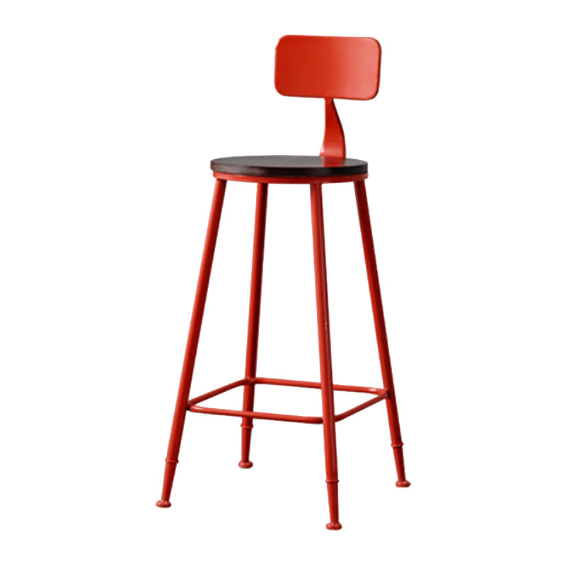 Modern Armless Backrest Counter Stool Iron Bar Stool with Seat and Pedal for Cafe Red 1 Piece Clearhalo 'Bar Furniture' 'Bar Stools' 'bar_stools' 'furn' 'furn_bar_stools' 'Furniture' 'Kitchen & Dining Furniture' 6557338