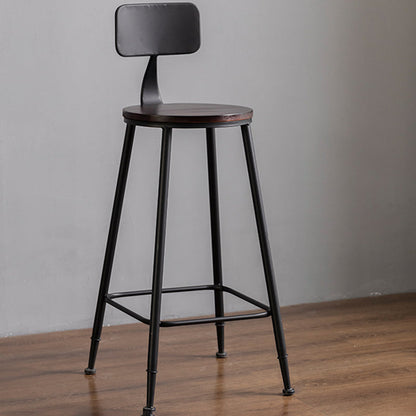 Modern Armless Backrest Counter Stool Iron Bar Stool with Seat and Pedal for Cafe Black 1 Piece Clearhalo 'Bar Furniture' 'Bar Stools' 'bar_stools' 'furn' 'furn_bar_stools' 'Furniture' 'Kitchen & Dining Furniture' 6557340