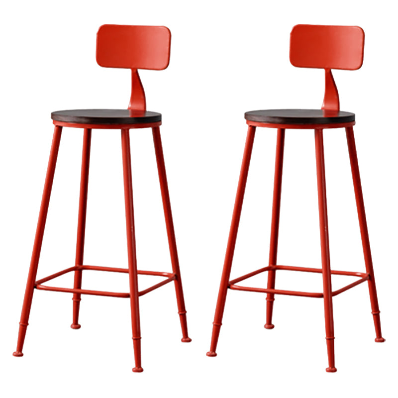 Modern Armless Backrest Counter Stool Iron Bar Stool with Seat and Pedal for Cafe Red 2 Piece Set Clearhalo 'Bar Furniture' 'Bar Stools' 'bar_stools' 'furn' 'furn_bar_stools' 'Furniture' 'Kitchen & Dining Furniture' 6557341
