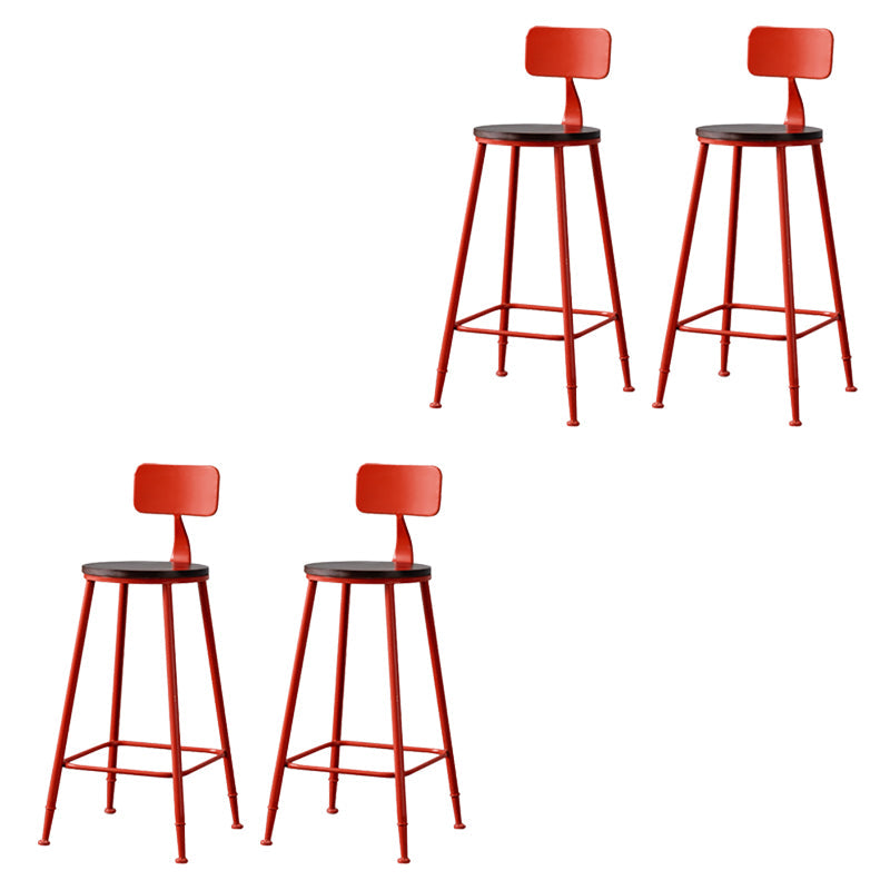 Modern Armless Backrest Counter Stool Iron Bar Stool with Seat and Pedal for Cafe Red 4 Piece Set Clearhalo 'Bar Furniture' 'Bar Stools' 'bar_stools' 'furn' 'furn_bar_stools' 'Furniture' 'Kitchen & Dining Furniture' 6557342
