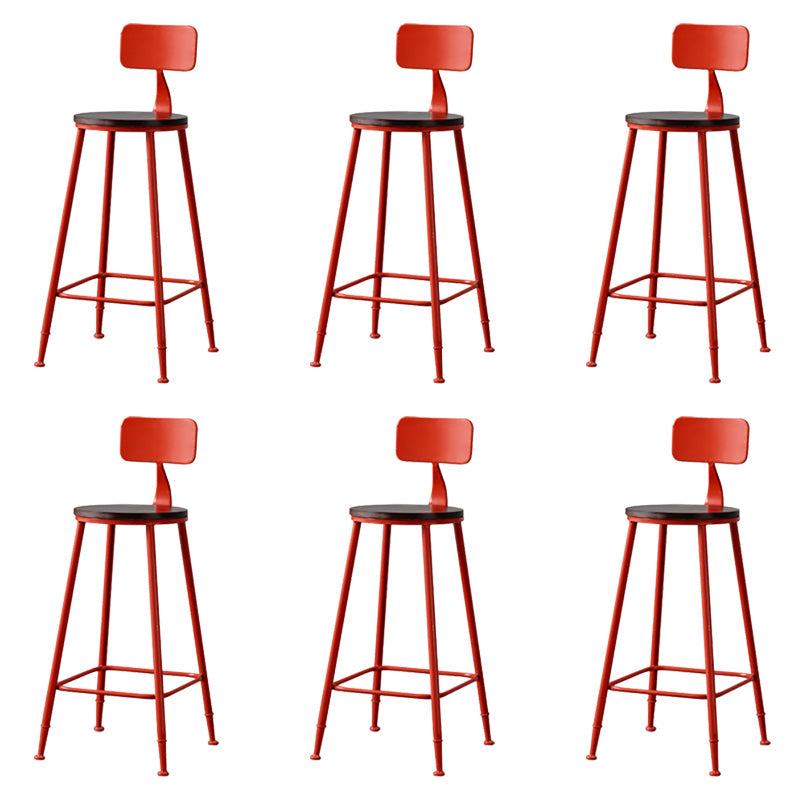 Modern Armless Backrest Counter Stool Iron Bar Stool with Seat and Pedal for Cafe Red 6 Piece Set Clearhalo 'Bar Furniture' 'Bar Stools' 'bar_stools' 'furn' 'furn_bar_stools' 'Furniture' 'Kitchen & Dining Furniture' 6557343