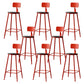 Modern Armless Backrest Counter Stool Iron Bar Stool with Seat and Pedal for Cafe Red 8 Piece Set Clearhalo 'Bar Furniture' 'Bar Stools' 'bar_stools' 'furn' 'furn_bar_stools' 'Furniture' 'Kitchen & Dining Furniture' 6557344