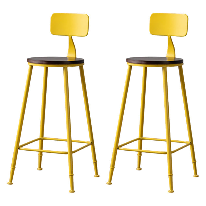 Modern Armless Backrest Counter Stool Iron Bar Stool with Seat and Pedal for Cafe Yellow 2 Piece Set Clearhalo 'Bar Furniture' 'Bar Stools' 'bar_stools' 'furn' 'furn_bar_stools' 'Furniture' 'Kitchen & Dining Furniture' 6557345