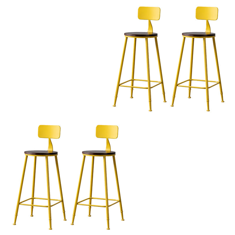 Modern Armless Backrest Counter Stool Iron Bar Stool with Seat and Pedal for Cafe Yellow 4 Piece Set Clearhalo 'Bar Furniture' 'Bar Stools' 'bar_stools' 'furn' 'furn_bar_stools' 'Furniture' 'Kitchen & Dining Furniture' 6557346